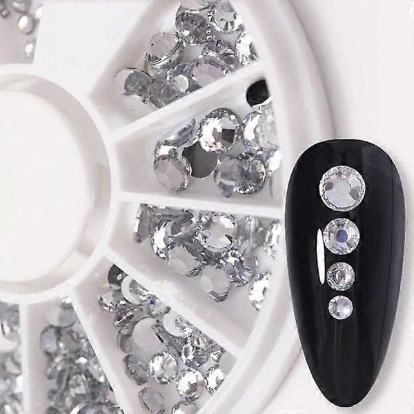 Nagelkonst Strass 4 storlekar Kristaller - Silver Klar silver