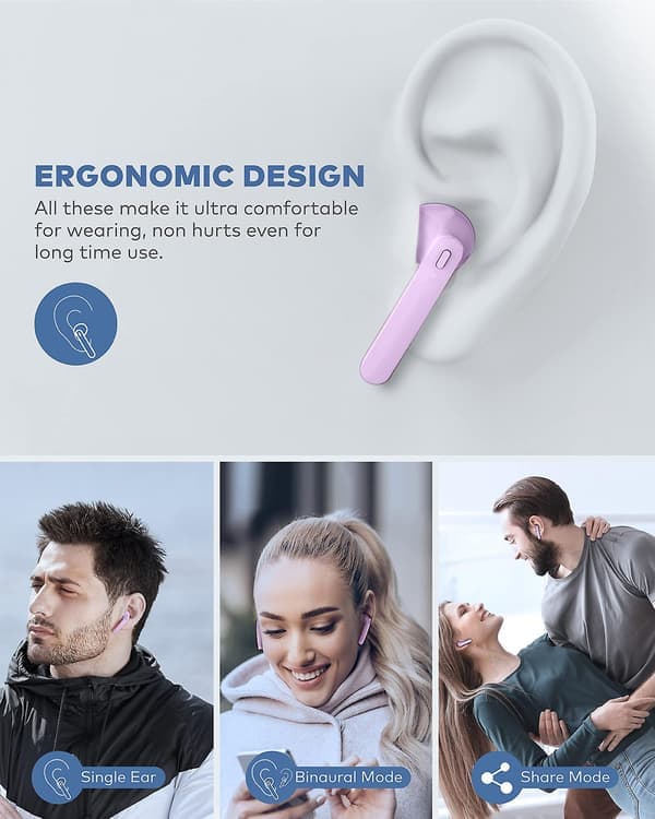 Ekte trådløse hodetelefoner, vanntette Bluetooth-hodetelefoner, 5-6 timers spilletid