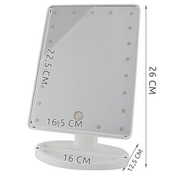 Sminkningsspegel med LED-lampor - Justerbar - Vit