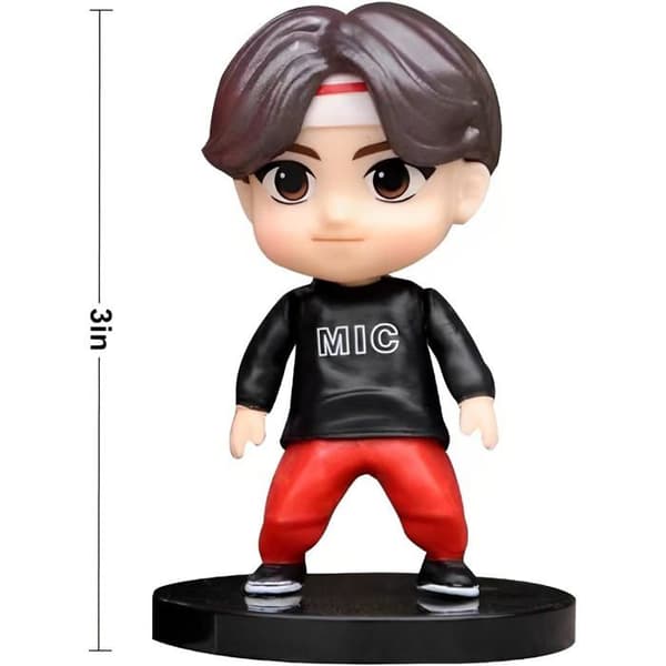Sæt med 7 BTS Youth League Kagetoppe – \"Q-Version\" Idol Karakter / Bilpynt – BTS Figur (B)