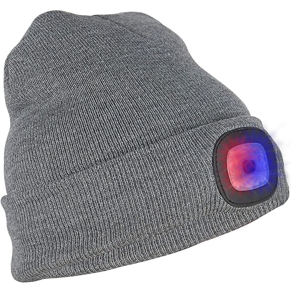 Usb Rechargeable Led Beanie Cap. Lighting And Flashing Alarm Modes 8 Led Hands