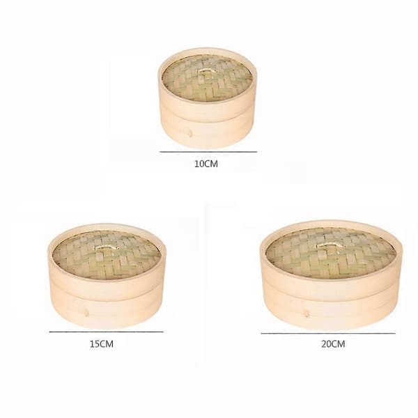 Bambu Ångkokare Korg Dumplings Ångkokare Matlagning Köksredskap med Lock Bambu Kakformar Kokset 10CM