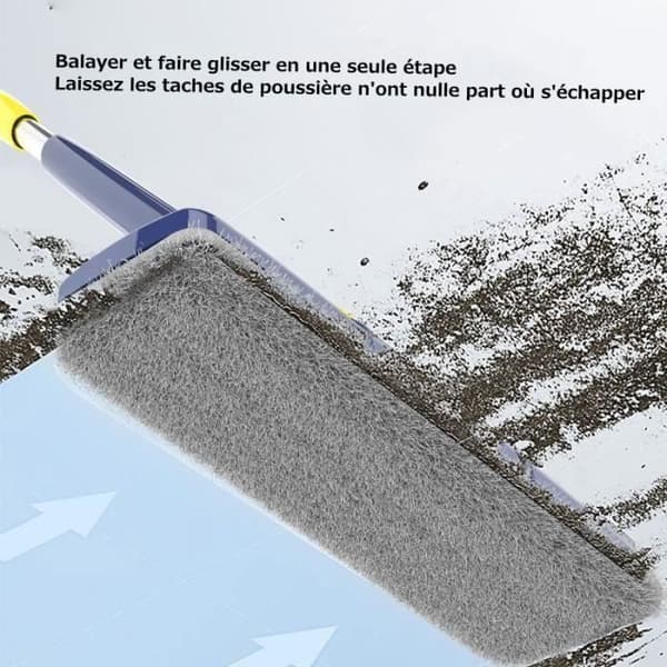 360° roterende flatmopp, justerbar mikrofibergulvmopp med automatisk vridning, inkluderer 3 erstatningshoder (blå)
