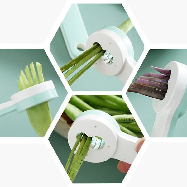 Køkken Gadget Multifunktions håndholdt grøntsagshakker til grøntsagsbønne linser skærer Køkkenværktøj (2 stk, grøn)