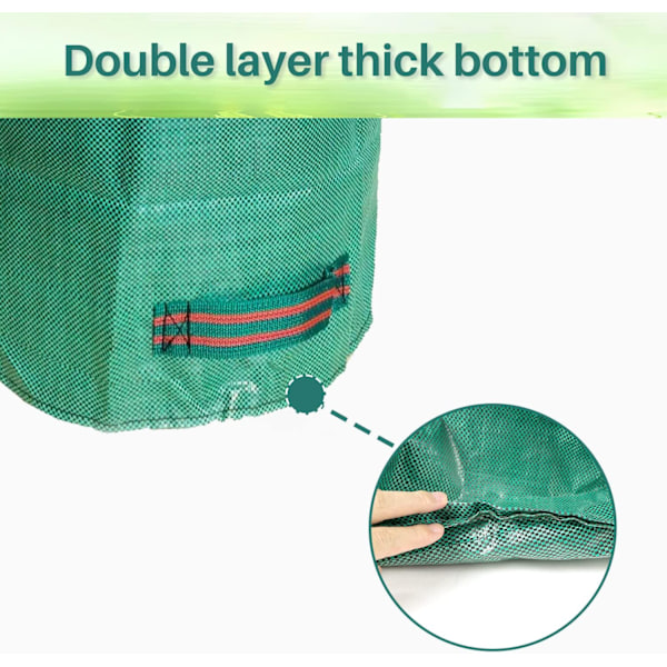 2 stk. tunge hageavfallssekker, gjenbrukbare hagesekker med håndtak, ideelle for å samle hageavfall, planteavfall, gress og blader - 120L