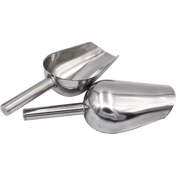 2 stk rustfrie stålis-isskjeer, liten matserveringsskje for kjøkken, bar, bursdagsfest, bryllup og buffet, sølv, 19 cm