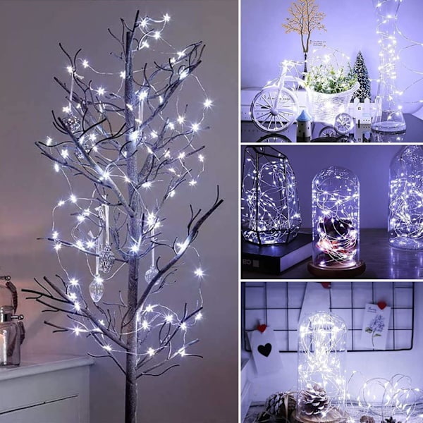 Solcellsdrivna Fejljjus, 12M/40Ft 100LED Koppartrådsljusslinga, Solcellsbelysning för Trädgård, 8 Ljuslägen, Lämplig för Inomhus/Utomhus, Patio, Grinden, Innergården white light