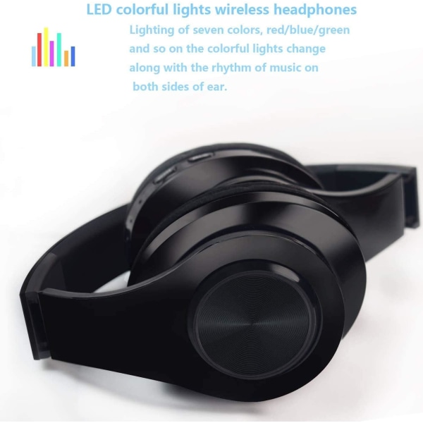 Bluetooth-kuulokkeet langattomat korvan yli taitettavat kuulokkeet mikrofonilla LED, langalliset ja langattomat kuulokkeet älypuhelimeen/TV/PC