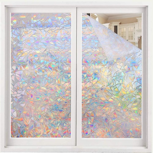Window Privacy Film, Rainbow Window Clings, 3d dekorativt vinduesvinyl, Farvede glasvinduesmærkater, statisk klæbende vinduesmærkat, ikke-klæbende