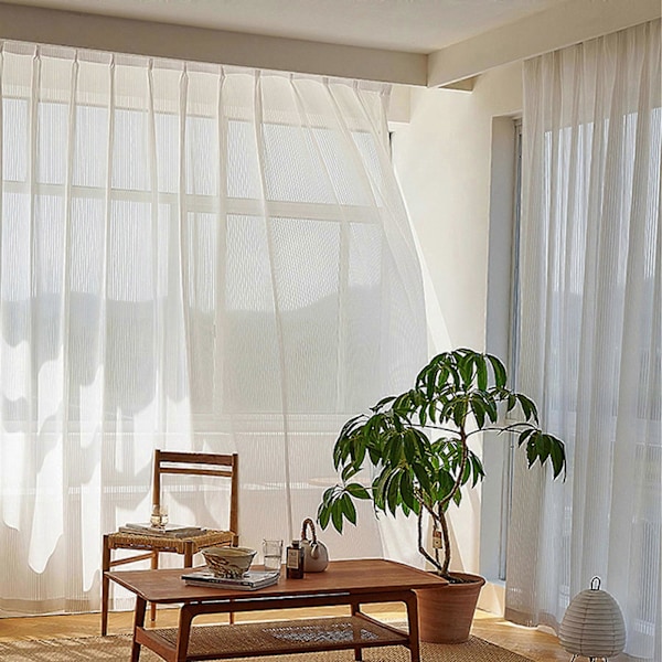 Gardiner med maljer, hvite, transparente gardiner, soveromsgardin, stuegardiner, maljegardiner og draperinger, vindusgardiner 140x175cm
