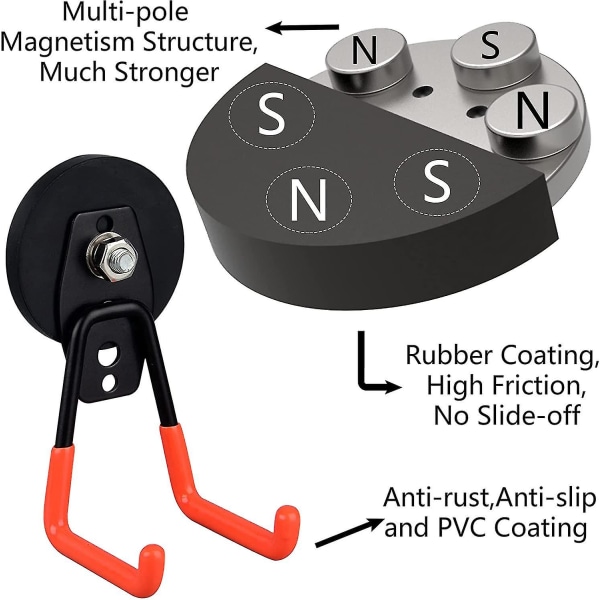 2kpl autotallin magneettikoukut, suuren säilytyksen magneettikoukut raskaaseen käyttöön, vahvat magneetit metalliset koukut