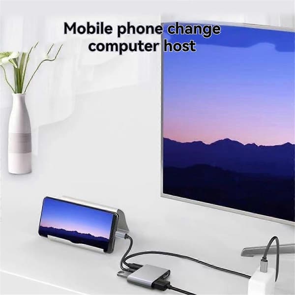 4 i 1 Type C til Dobbelt HDMI-kompatibel Udvidelses Splitter PD USB HUB