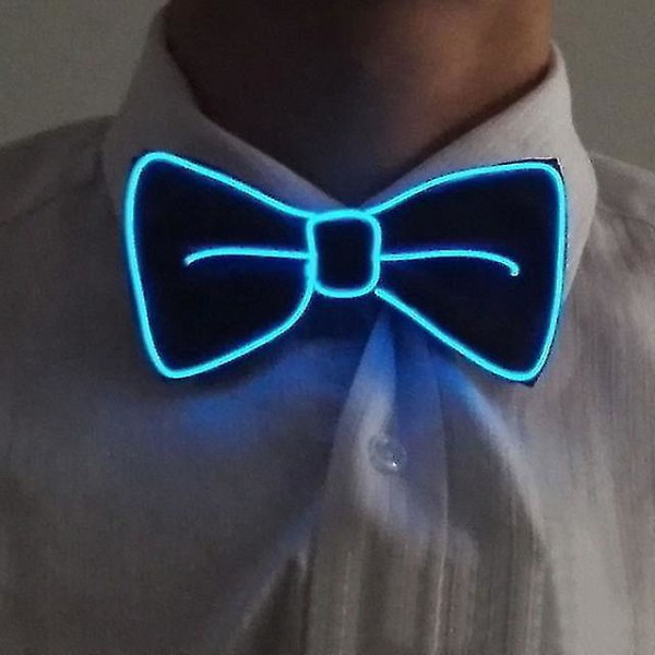 Led menn sløyfe slips lysende blinkende til julaften festdekorasjon Blue