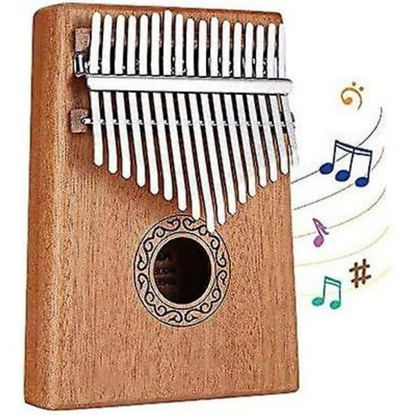 Kalimba 17 tangenter tommelfingerklaver med studieinstruktion og stemmehammer, finger marimba-instrument