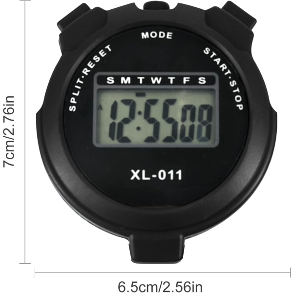 Digital Sports Stoppur Timer Stoppur Stor Display Intervallträningstimer Utomhus Split Stoppur Varvtimer (Svart)