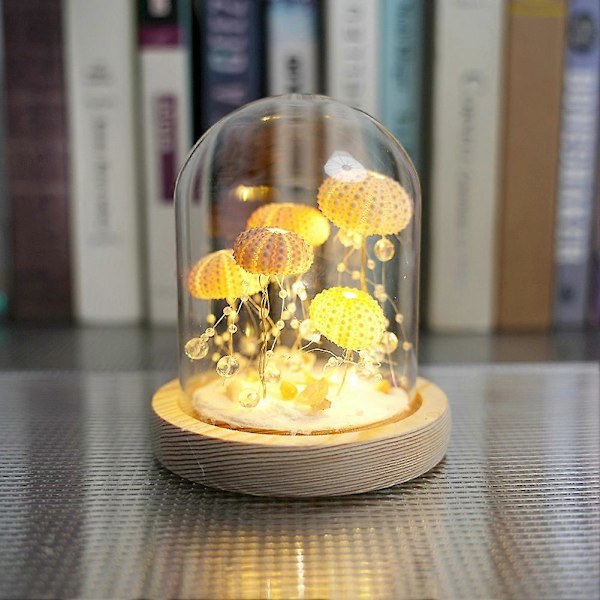 Sjøpiggskall Maneter Nattlampe DIY Materialsett Multifunksjonell Stilig Bordlampe for Rom Soverom Battery Type