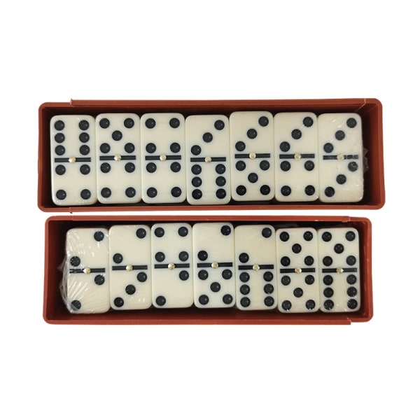 1 ST Premium set of dominoes with case, brown, white, game domino tiles,