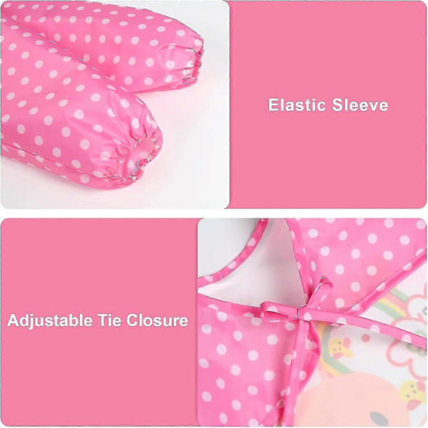 5-pack Långärmade Bebis-Släpkläder, Vattentäta Ärmar, Småbarns-Släpkläder för 6-36 Månader 4pcs-pink Yellow Tie Closure-6-36 months