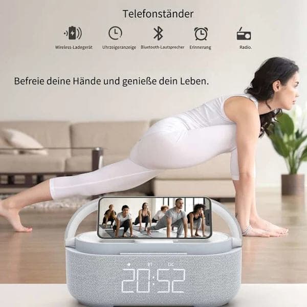 Digital radioväckarklocka med trådlös laddare, smart väckarklocka