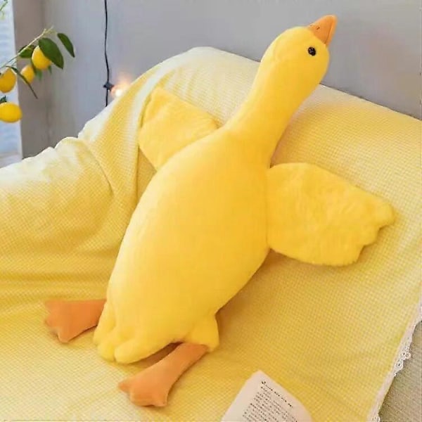 50-190cm Stor Vit Gåsplyschleksak Mjuk Fylld Djur Enorm Anka Kudde Mycket Stor Vit Gåssoffa Kudde Flickans Födelsedagspresent Yellow 50cm