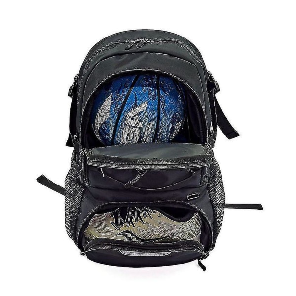 Basketballrygsæk Stor sportstaske med separat boldholderskorum, bedst til basketball, fodbold BLACK