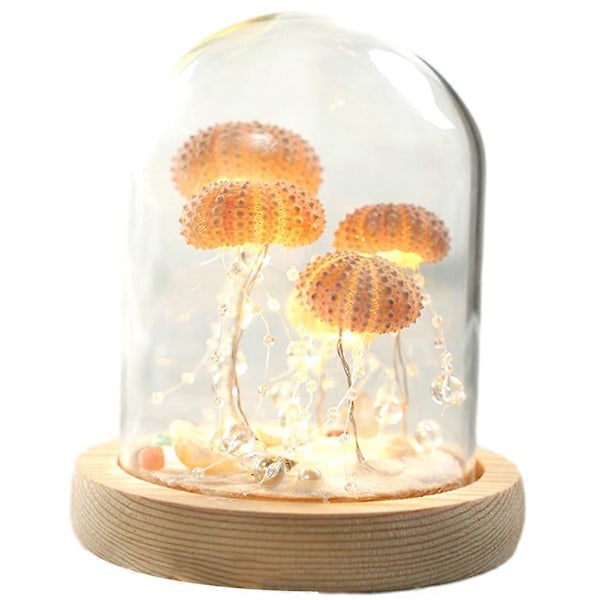 Sjøpiggskall Maneter Nattlampe DIY Materialsett Multifunksjonell Stilig Bordlampe for Rom Soverom USB