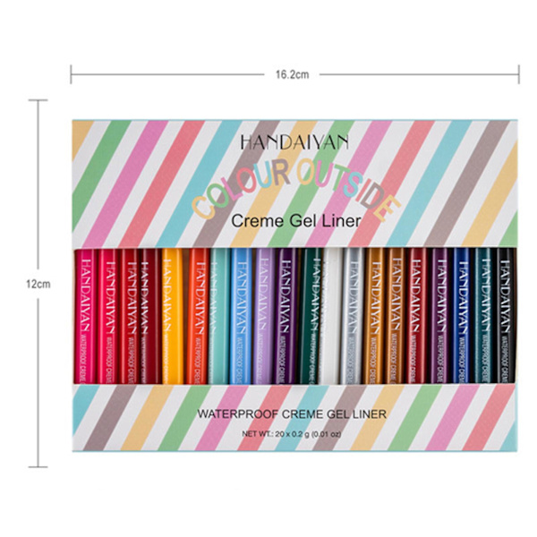 20 kpl nopea kuivuva geelieyeliner-setti intensiivinen väri pitkäkestoinen kosmetiikkasarja Lady Beauty Eye Makeupille