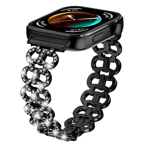 För Huawei Watch Fit 3 Metall Klockarmband Gourd Form Strass Ersättningsarmband Black