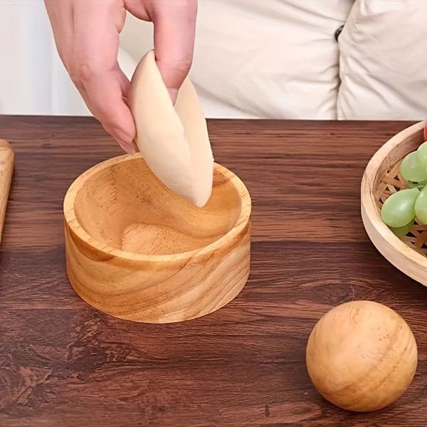 Runde treredskaper for dumplingdeig, sett med 2, kjevler til kjøkkenet