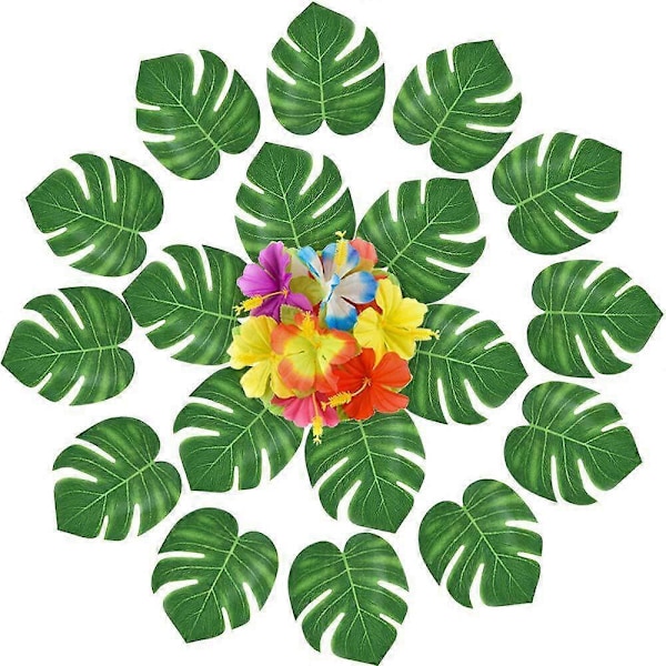 24 st/set Konstgjorda Hibiskusblommor Huvud Hawaiianska Falska Blommor Hemfest Dekoration