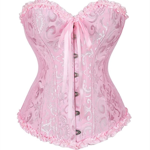 Mimigo Kvinnors Snörning Bak Snygg Blommig Korsett För Kvinnor Lingerie Bustier Topp Plus Storlek PINK XS