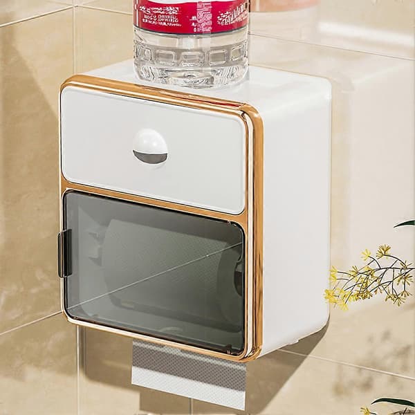 Vandtæt toiletpapirholder til vægmontering, opbevaringsboks til badeværelse Electroplating Green Square Tissue Box