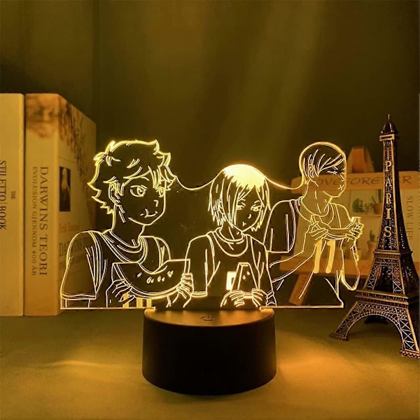 Anime LED Lampe Shoyo Hinata Kenma Kozume Figur 3D Natlampe til Børn 16 Farveskift Optisk Illusion Belysning med Fjernbetjening Soveværelsesindretning