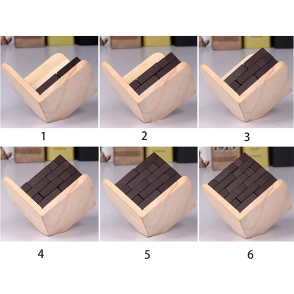 3D Hjärngympa Träpussel för Vuxna och Barn, Genius Skills Builder T-formade Bitar. 3D Pussel Med 54 Bitar. Målad Finish Pusselbox