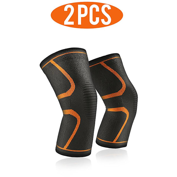 1/2 stk. knæstøtte til gigtled Nylon Sports Fitness Kompressionsærmer Knæbeskyttere Løbebeskyttelse 2 pieces orange Xl