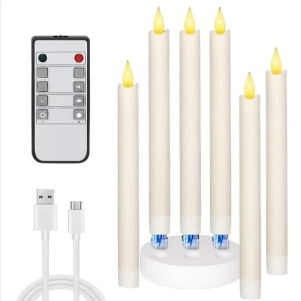 Uppladdningsbara LED-lampor HC-022S med fjärrkontroll, 6-pack, Varmvit