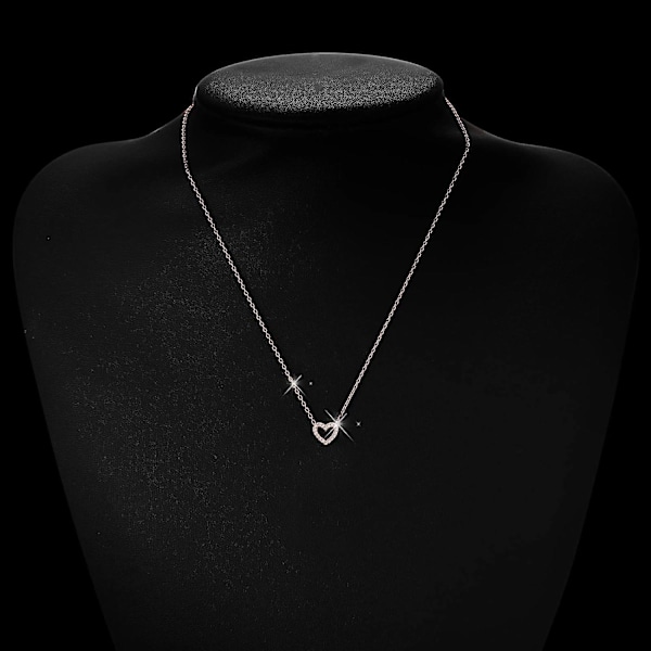 Bryllupshalskæde Simuleret Diamant Hjerte Vedhæng Halskæde Kvinder Elegant Kraveben Halskæde Zirkon Mode Smykker (rose Gold, One Size)