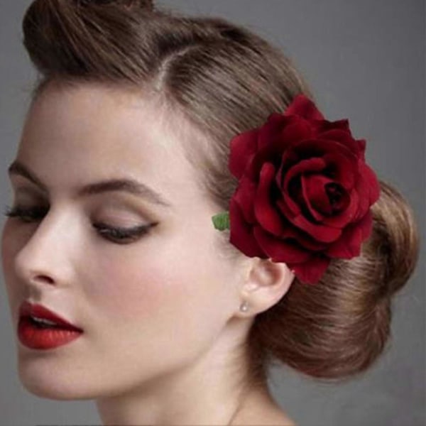 1 stk Hårklype Gjenbrukbar Roseblomstform Metall Roseblomst Hårklyper for Dating Qinhai Rose Red