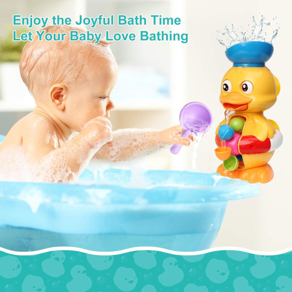 Leksaker för baby 2 3 år gamla, toddler badkar Leksaker i 18 månader med vridbart vattenhjul och ögon / Starka sugkoppar / Vattenskopa