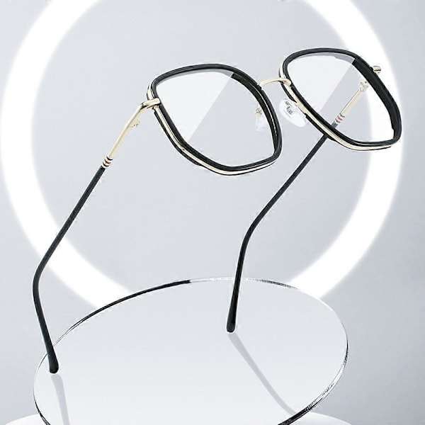 Store Innfatning Anti-blått Lys Briller Anti Refleks Anti Anstrengte Øyne Briller med Fargeskiftende Linser Universell Innfatning for Menn og Green-Gold Frame