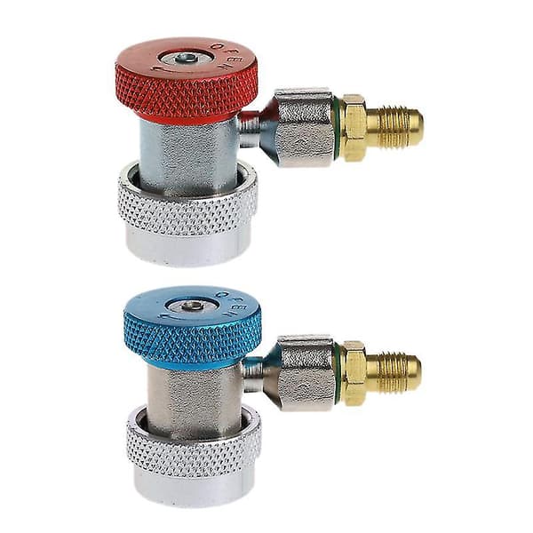 2st Bil Auto Freon R134a Snabbkopplingar Adaptrar Luftkonditionering Köldmedium Justerbar A/c Manifo