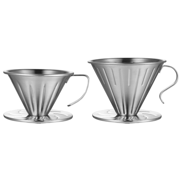 Kaffe Drypper i Rustfrit Stål V-Form Drypper Kaffe Tragt Håndbrygget Kaffe Filter Hæld Over Kaffe Brygning Kop - L