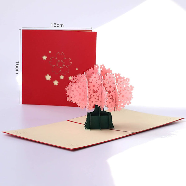 Kirsikankukka Pop Up -kortti, vuosipäiväkortti, 3D-onnittelukortti, Pop Up -kortti vaimolle äidille tyttöystävälle, Pop Up -syntymäpäiväkortti, äitienpäiväkortti, lahjakortti