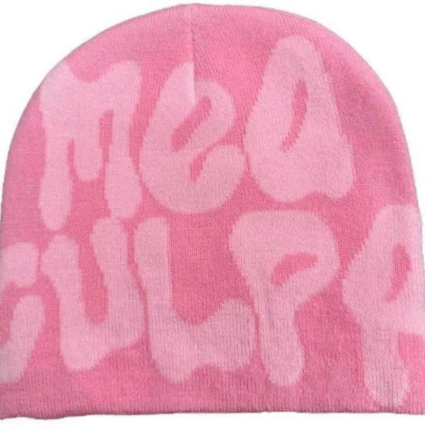 Dam Grafikmössa Skull Hat MEA Culpa Y2K Stickad Mössa Varm Vintermössa pink