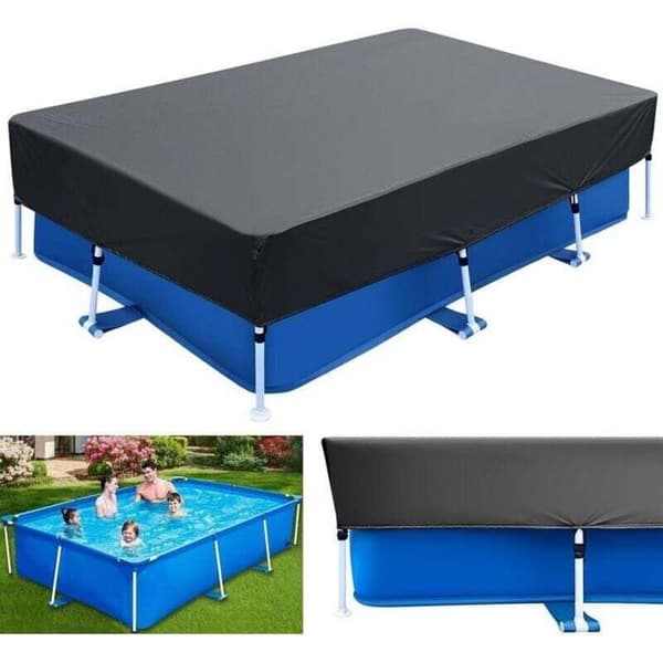 Rektangulärt poolskydd – 220 x 150 cm – Sommar- och vinterbruk – För rektangulära ramppooler