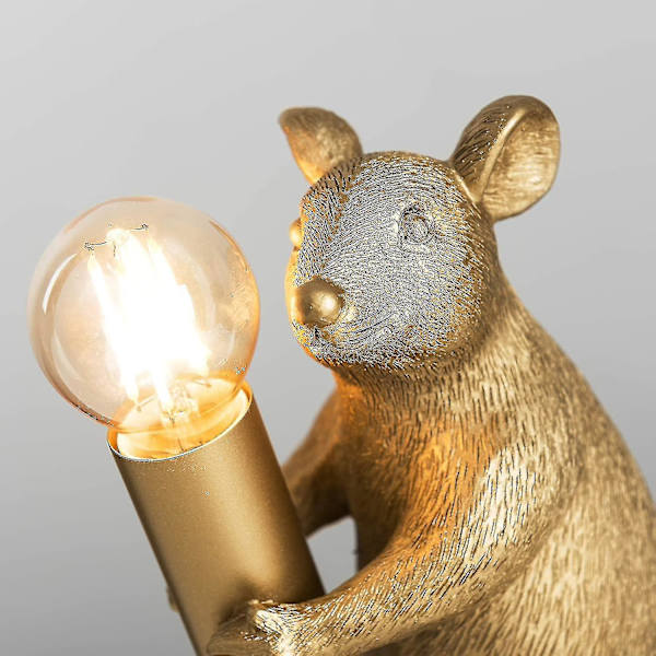 Modern metallisk guldlackerad råttdesign bordslampa djurmuslampa vardagsrum matsal sovrum bordslampa