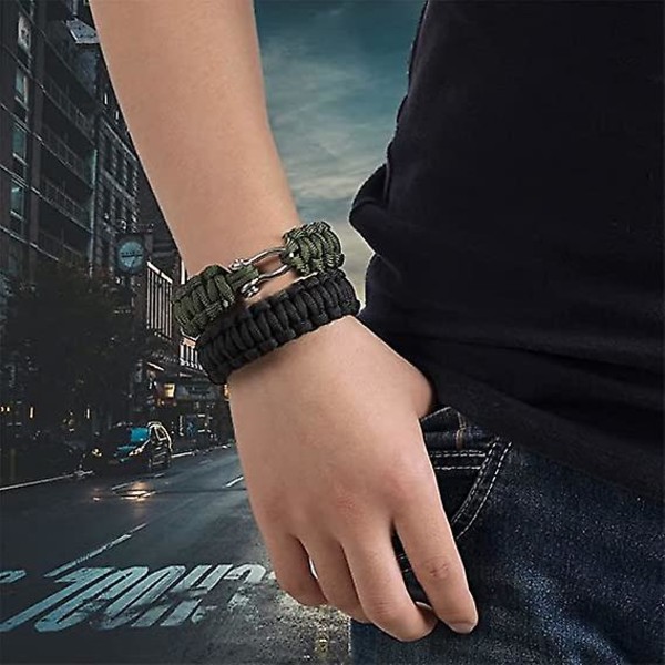 Paracord-rannekoru, selviytymisrannekoru, taktinen selviytymisrannekoru, Paracord-selviytymisrannekkeet, 2 pakkausta