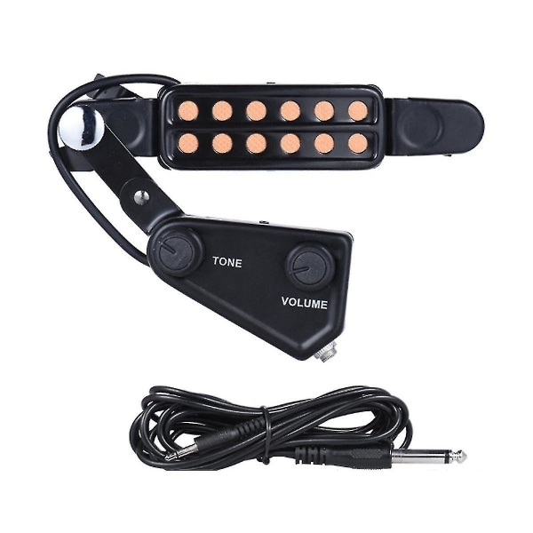 12-huls akustisk guitar pickup lydhul pickup magnetisk transducer fader lydkabel guitardele -q