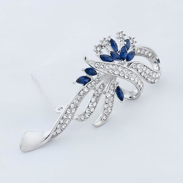 Skabt krystal fancy vintage stil broche pin til kvinder, piger, damer (blå)