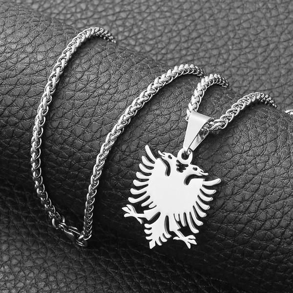 Albanska Eagle hänge halsband polerat rostfritt stål smycken etnisk stil kvinnor män